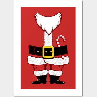 Mini Santa Claus Costume with Christmas Beard and Candy Cane T-Shirt Posters and Art